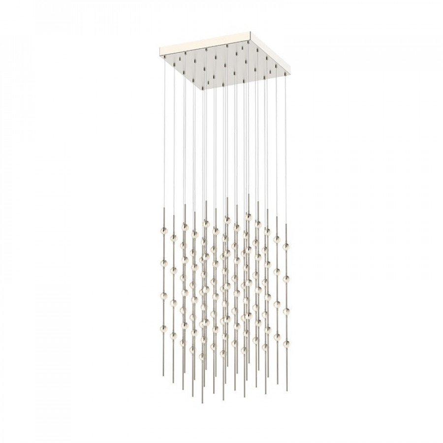 Sonneman Constellation Cosmic Cube Chandelier - 20", Satin Nickel, Clear Faceted Acrylic Lens