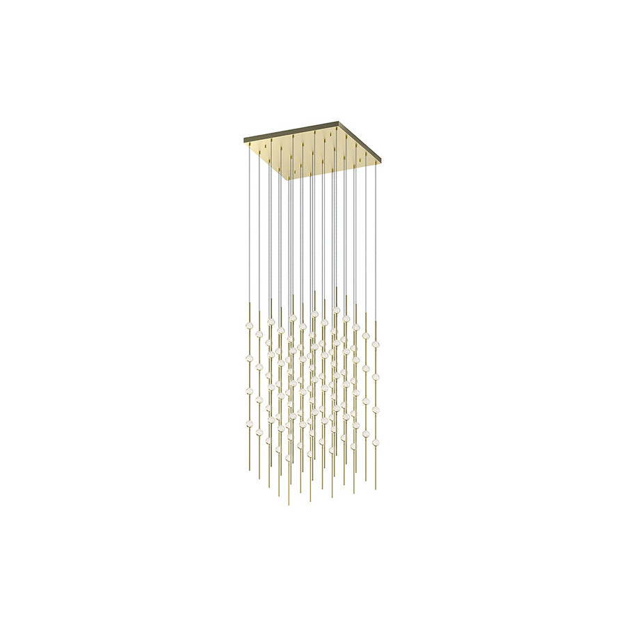 Sonneman Constellation Cosmic Cube Chandelier - Satin Brass, 20", Clear Faceted Acrylic Lens, 2700K