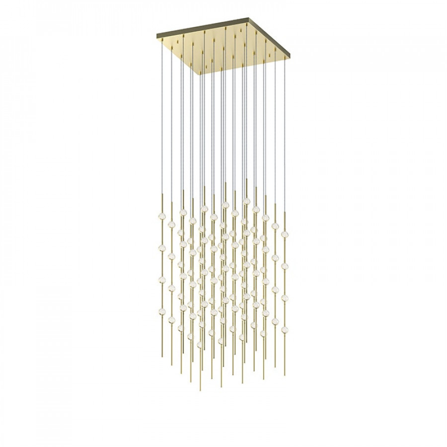Sonneman Constellation Cosmic Cube Chandelier - 20", Satin Brass, Clear Faceted Acrylic Lens (2168.38C-J20)