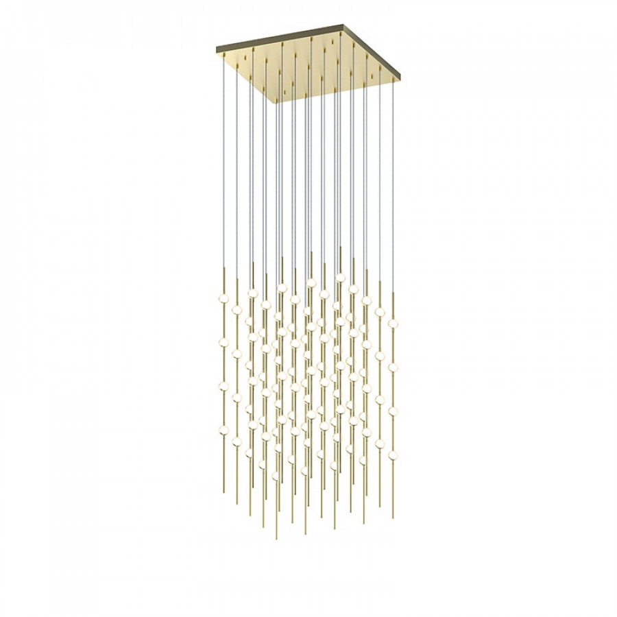 Sonneman Constellation Cosmic Cube Chandelier - 20", Satin Brass, White Optical Acrylic Lens