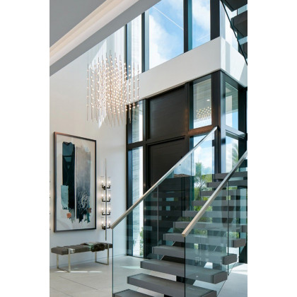 Sonneman Constellation Cosmic Cube Chandelier - Satin Nickel, 30", Clear Faceted Acrylic Lens, 3000K