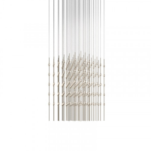 Sonneman Constellation Cosmic Cube Chandelier - 30", Satin Nickel, Clear Faceted Acrylic Lens