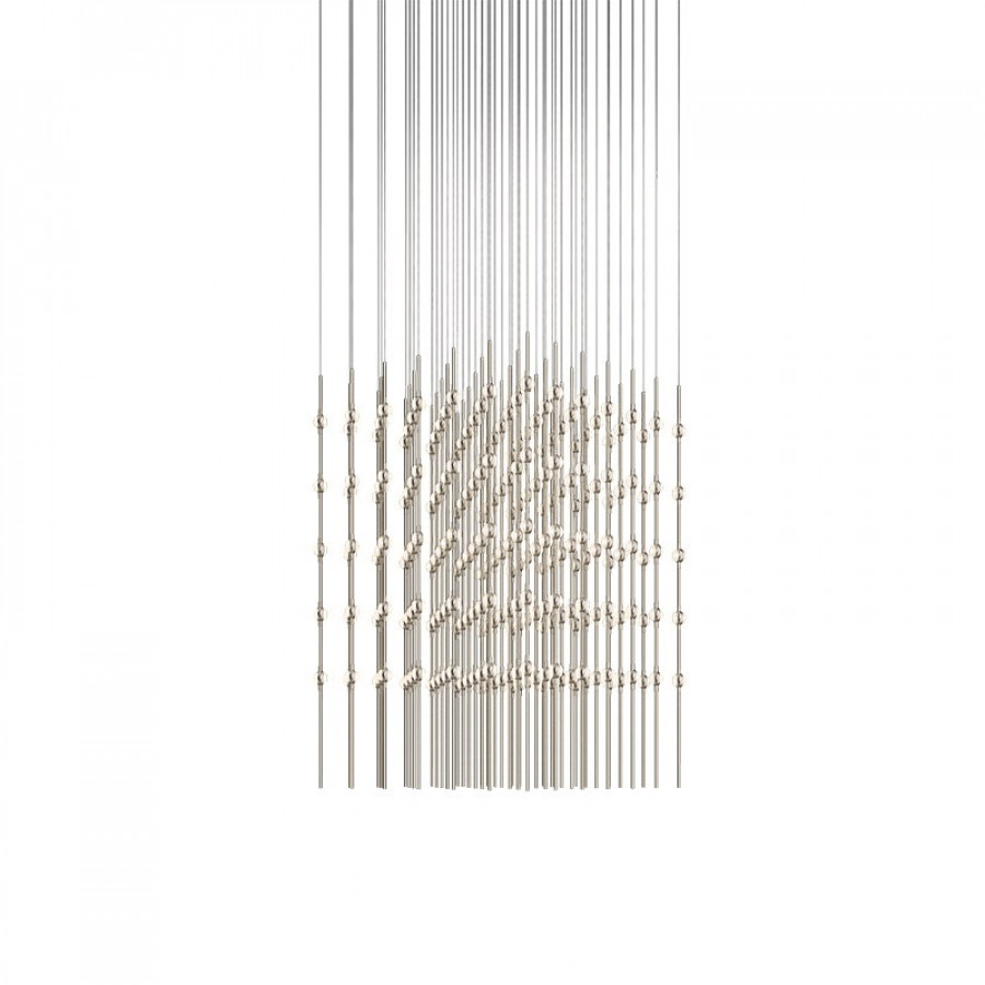 Sonneman Constellation Cosmic Cube Chandelier - 30", Satin Nickel, Clear Faceted Acrylic Lens