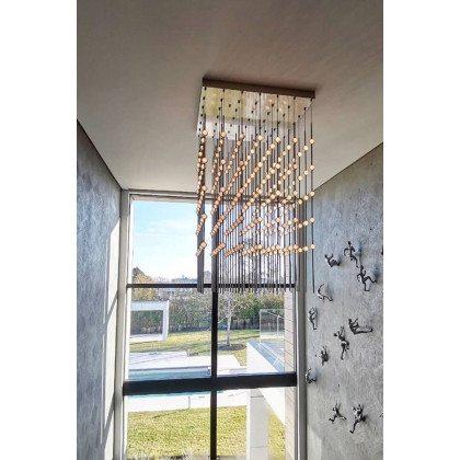 Sonneman Constellation Cosmic Cube Chandelier - Satin Nickel, 30", White Optical Acrylic Lens, 2700K