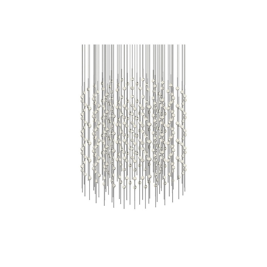 Sonneman Constellation Centaurus LED Chandelier - Satin Nickel, Cylinder, Clear Faceted Acrylic Lens, 3000K