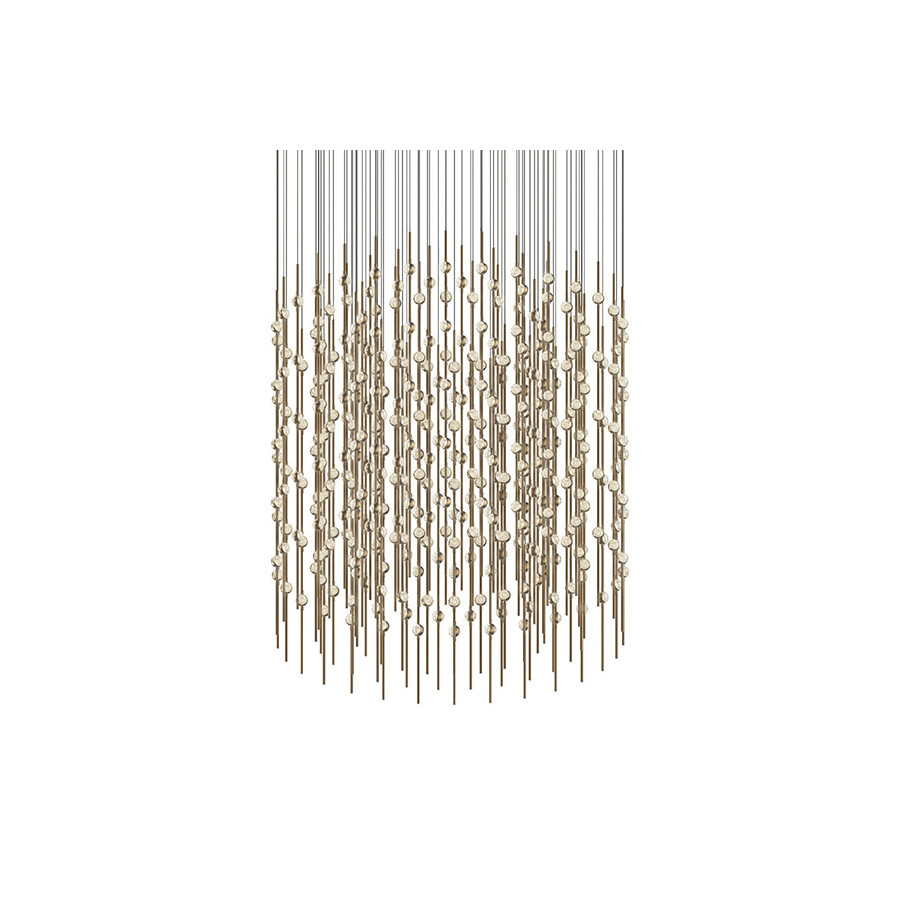 Sonneman Constellation Centaurus LED Chandelier - Satin Brass, Cylinder, Clear Faceted Acrylic Lens, 3000K