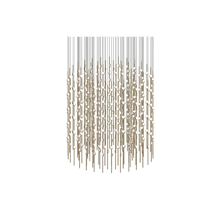 Sonneman Constellation Centaurus LED Chandelier - Satin Brass, Cylinder, White Optical Acrylic Lens, 3000K