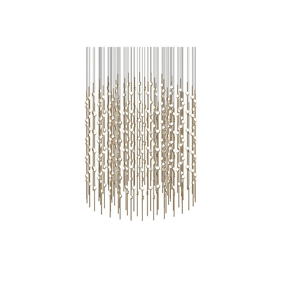 Sonneman Constellation Centaurus LED Chandelier - Satin Brass, Cylinder, White Optical Acrylic Lens, 2700K