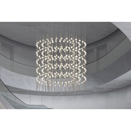 Sonneman Constellation Centaurus LED Chandelier - Satin Brass, Cylinder, White Optical Acrylic Lens, 2700K