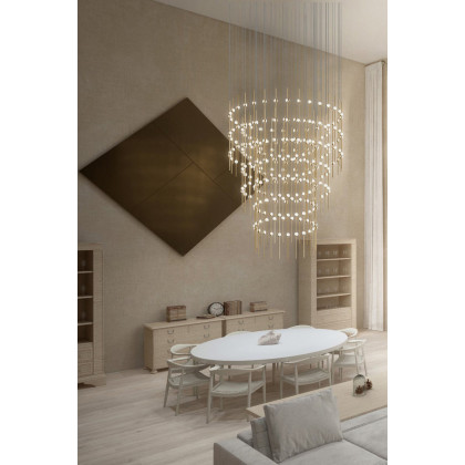 Sonneman Constellation Centaurus LED Chandelier - Satin Nickel, Pyramid, Clear Faceted Acrylic Lens, 2700K
