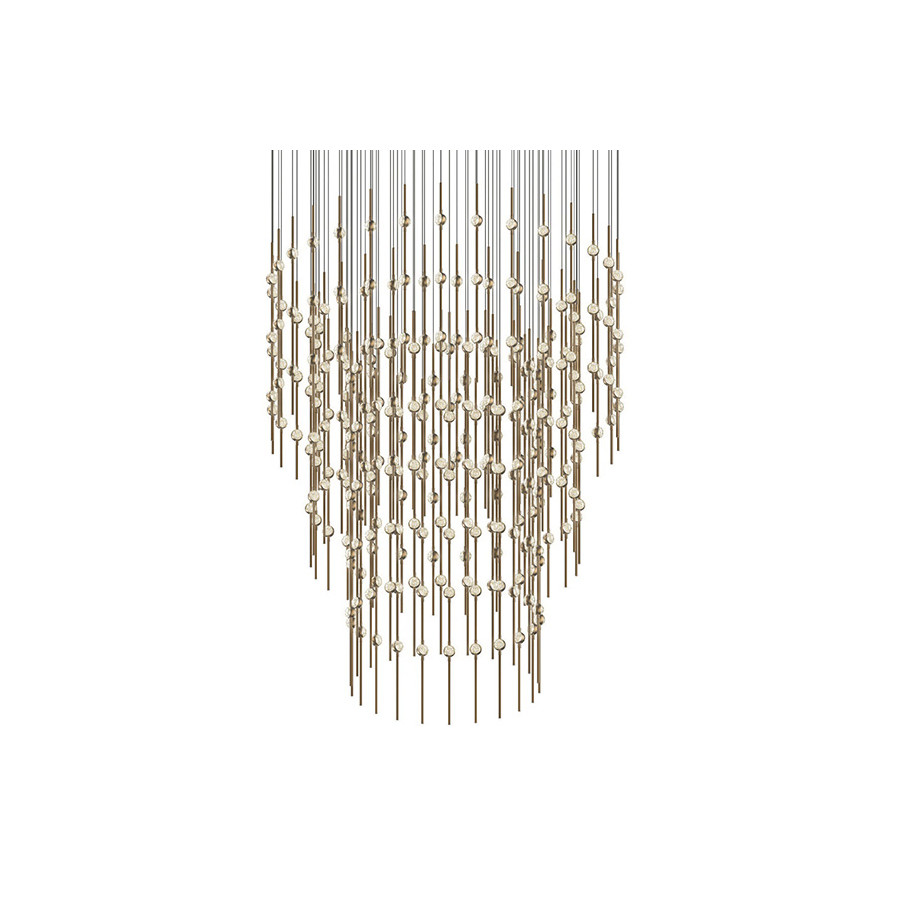 Sonneman Constellation Centaurus LED Chandelier - Satin Brass, Pyramid, Clear Faceted Acrylic Lens, 3000K