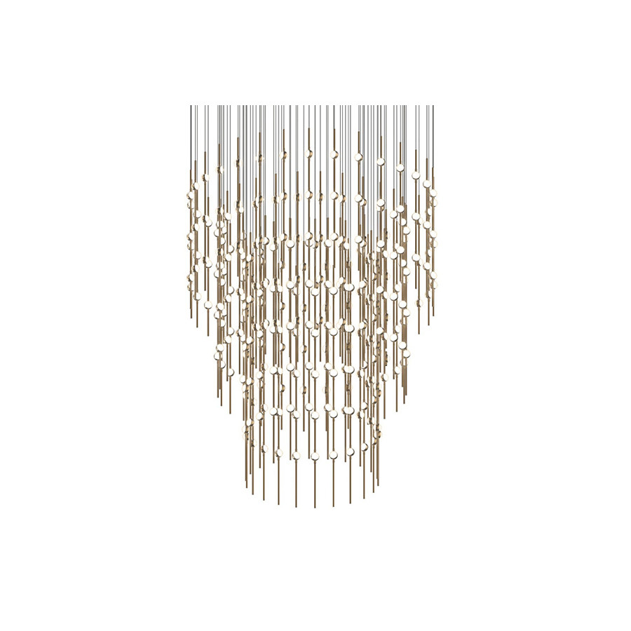 Sonneman Constellation Centaurus LED Chandelier - Satin Brass, Pyramid, Clear Faceted Acrylic Lens, 2700K
