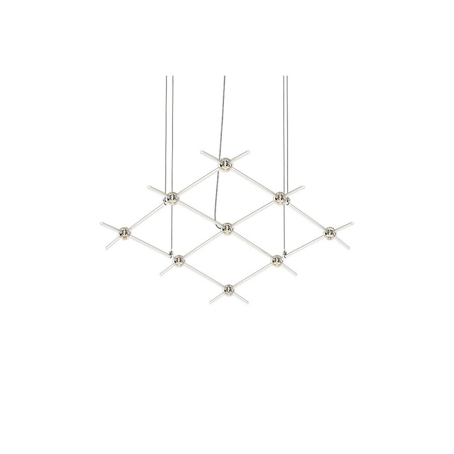 Sonneman Constellation Aquarius Chandelier - Satin Nickel, Minor, Clear Faceted Acrylic Lens, 2700K