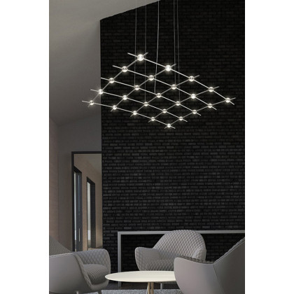 Sonneman Constellation Aquarius Chandelier - Satin Nickel, Medius, Clear Faceted Acrylic Lens, 2700K