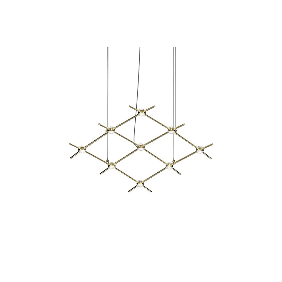 Sonneman Constellation Aquarius Chandelier - Satin Brass, Minor, Clear Faceted Acrylic Lens, 2700K