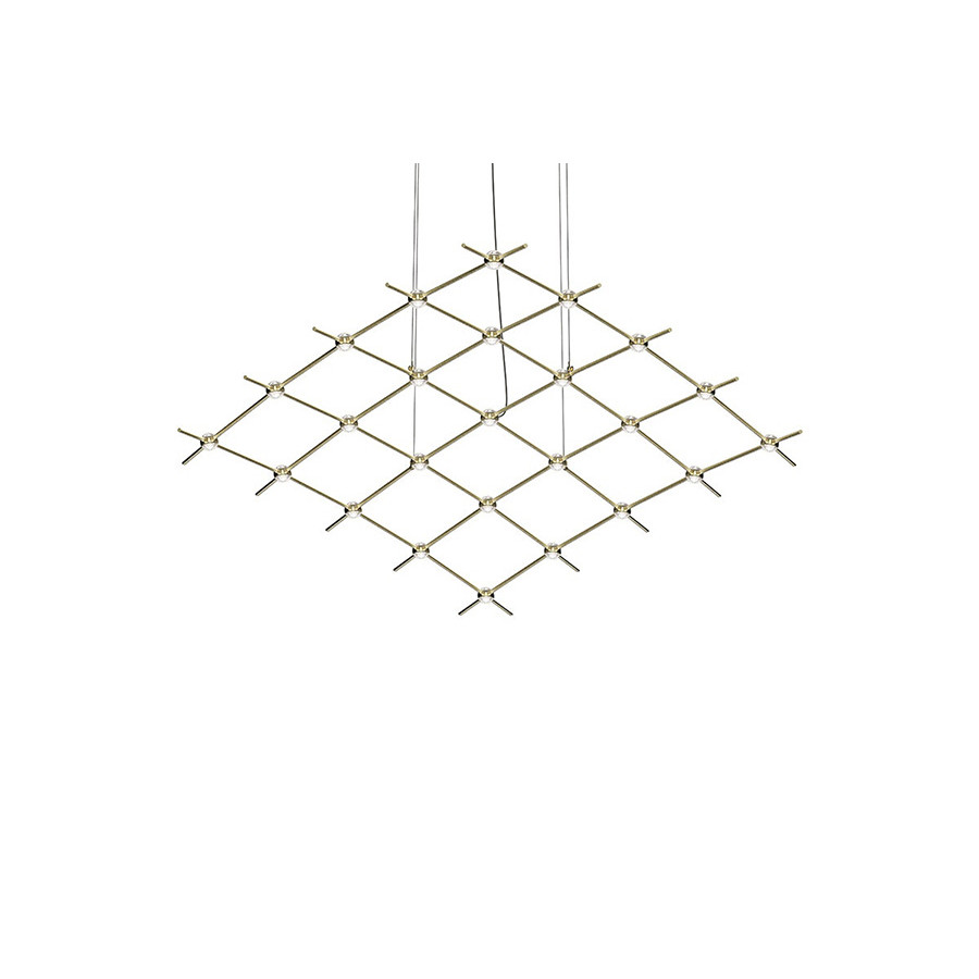 Sonneman Constellation Aquarius Chandelier - Satin Brass, Medius, Clear Faceted Acrylic Lens, 2700K