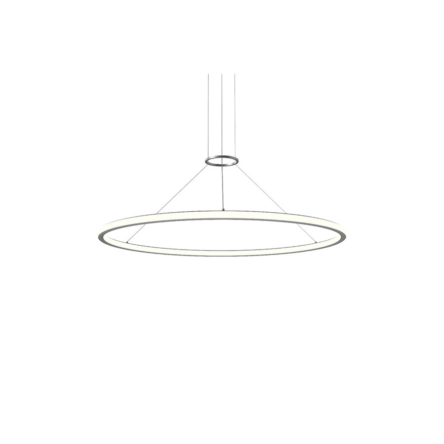 Sonneman Luna Round LED Pendant - Bright Satin Aluminum, 48" Round, 3000K