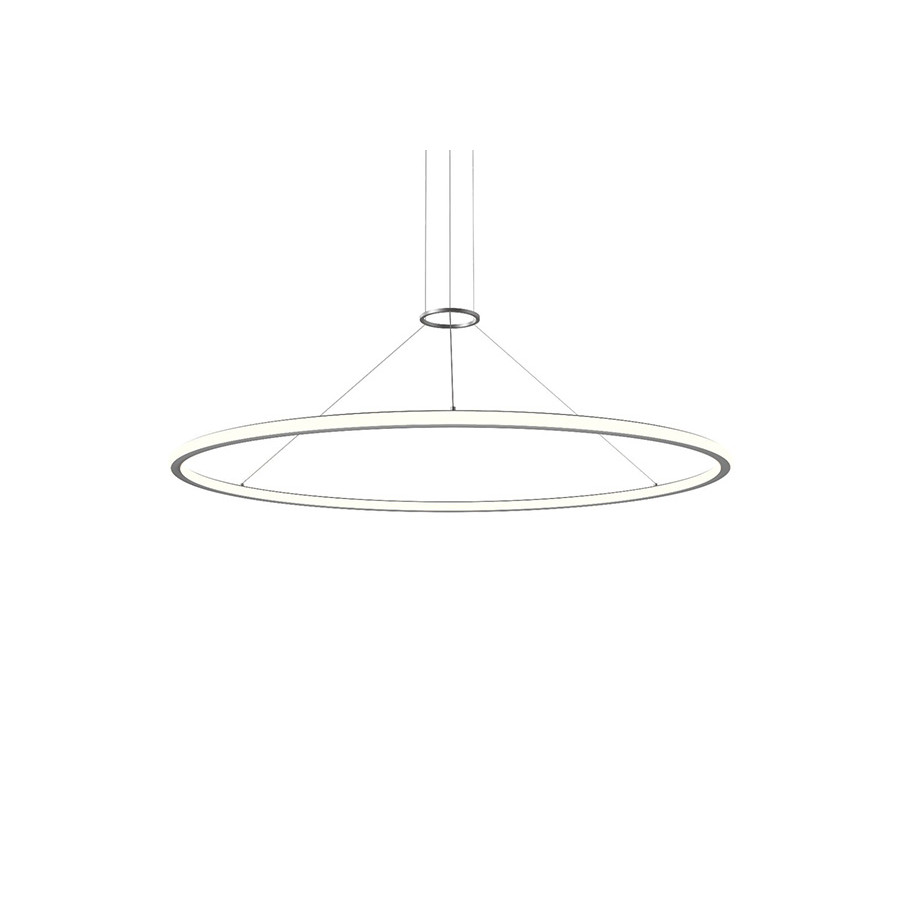 Sonneman Luna Round LED Pendant - Bright Satin Aluminum, 60" Round, 2700K