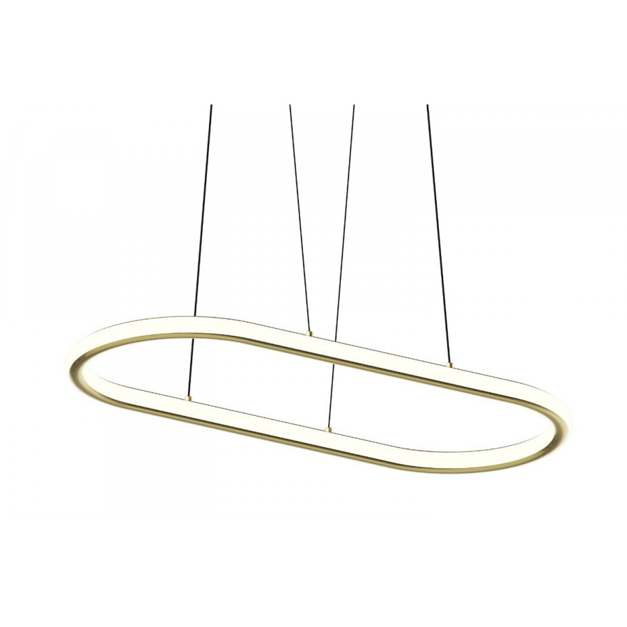 Sonneman Luna Round LED Pendant - Brass Finish, 36" Racetrack, 3500K