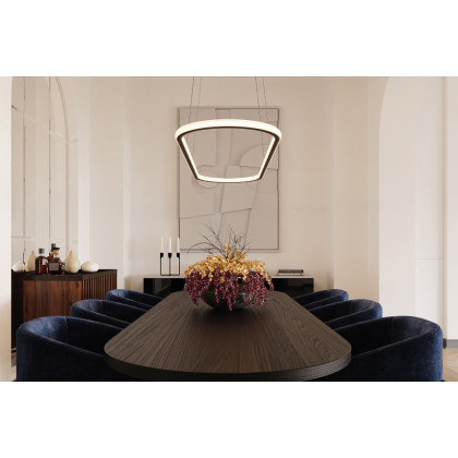 Sonneman Luna Round LED Pendant - Satin Black, 36" Racetrack, 3000K