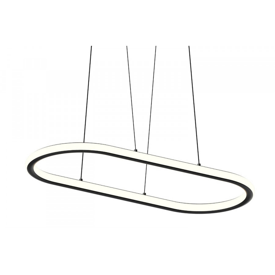 Sonneman Luna Round LED Pendant - Satin Black, 36" Racetrack, 3500K