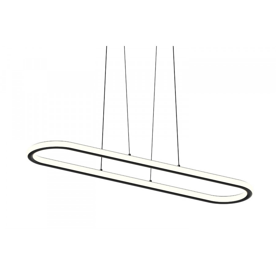 Sonneman Luna Round LED Pendant - Satin Black, 48" Racetrack, 3500K