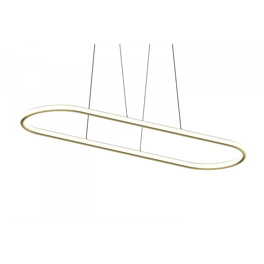 Sonneman Luna Round LED Pendant - Brass Finish, 60" Racetrack, 3500K