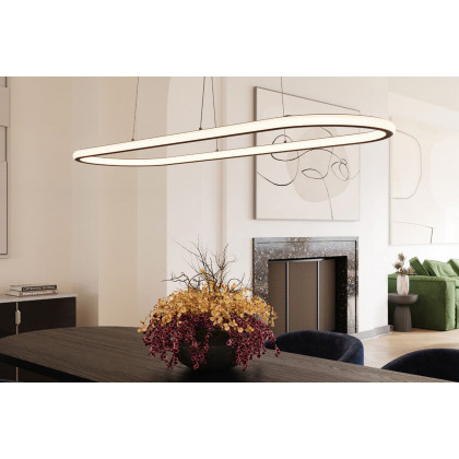 Sonneman Luna Round LED Pendant - Satin Black, 60" Racetrack, 3000K