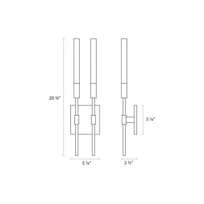 Sonneman Champagne Wands Sconce - Polished Chrome, 2-Arm