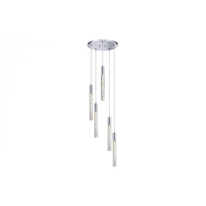 Sonneman Champagne Wands Chandelier - Polished Chrome, 5-Light Round