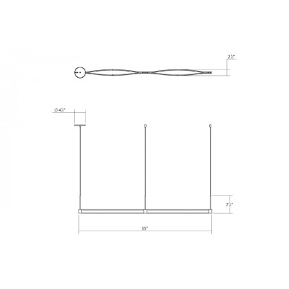 Sonneman Ola LED Pendant - Satin Black, Double Linear
