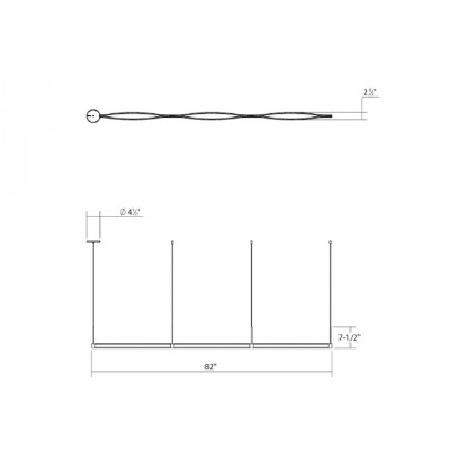 Sonneman Ola LED Pendant - Satin Black, Triple Linear