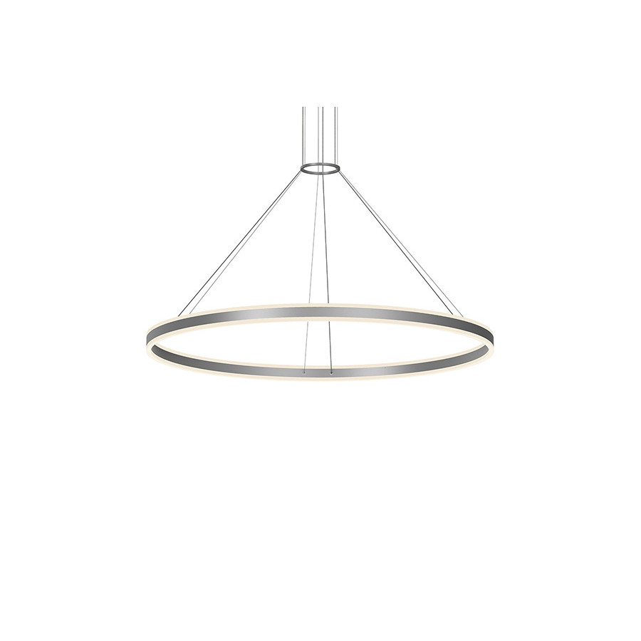 Sonneman Double Corona Ring Pendant - Bright Satin Aluminum, 60"