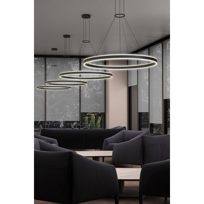 Sonneman Double Corona Ring Pendant - Bright Satin Aluminum, 60"