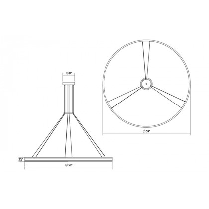 Sonneman Double Corona Ring Pendant - Bright Satin Aluminum, 60"