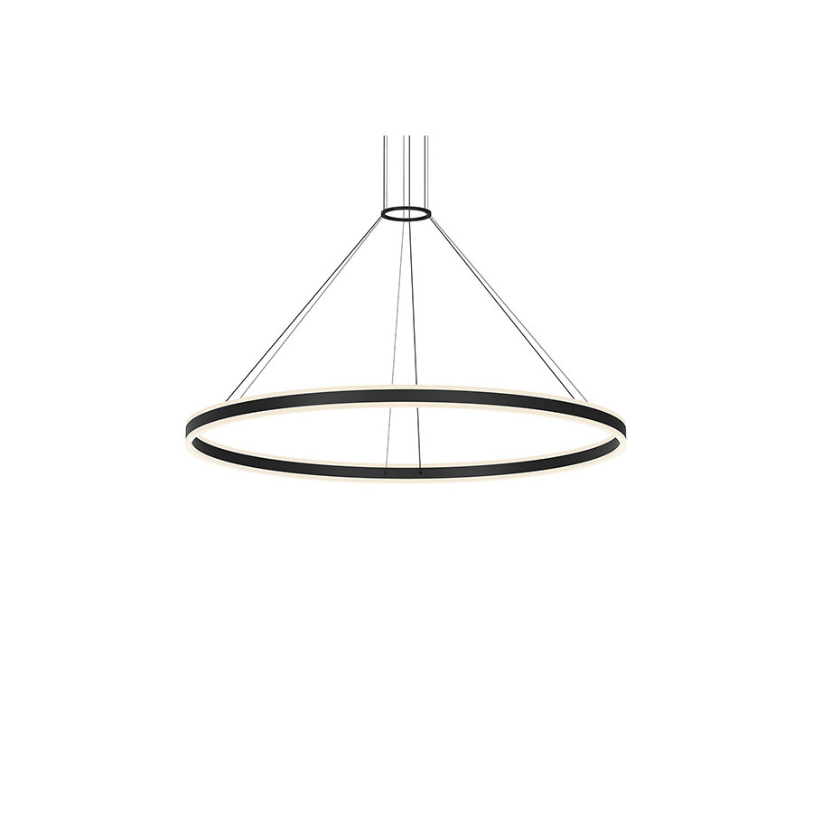 Sonneman Double Corona Ring Pendant - Satin Black, 60"
