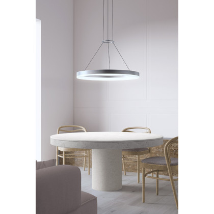 Sonneman Corona Ring LED Pendant - Bright Satin Aluminum, 24", 3000K