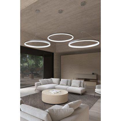 Sonneman Corona Ring LED Pendant - Bright Satin Aluminum, 32", 3500K