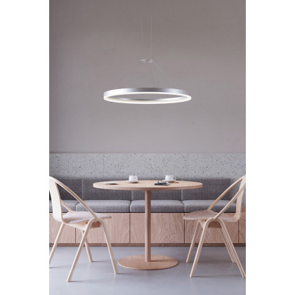 Sonneman Corona Ring LED Pendant - Bright Satin Aluminum, 32", 3500K