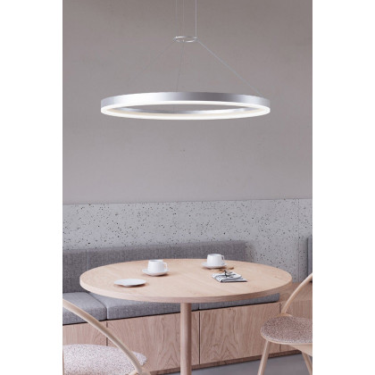 Sonneman Corona Ring LED Pendant - Bright Satin Aluminum, 32", 3500K