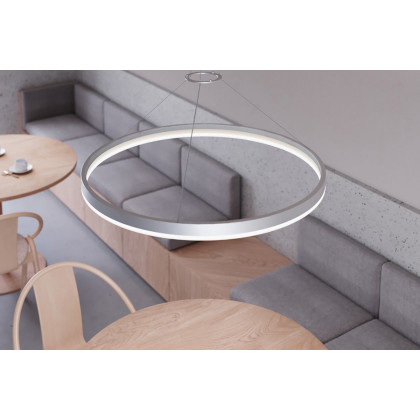 Sonneman Corona Ring LED Pendant - Bright Satin Aluminum, 32", 3500K