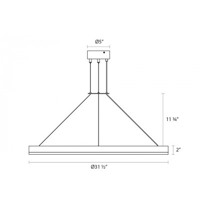 Sonneman Corona Ring LED Pendant - Bright Satin Aluminum, 32", 3500K