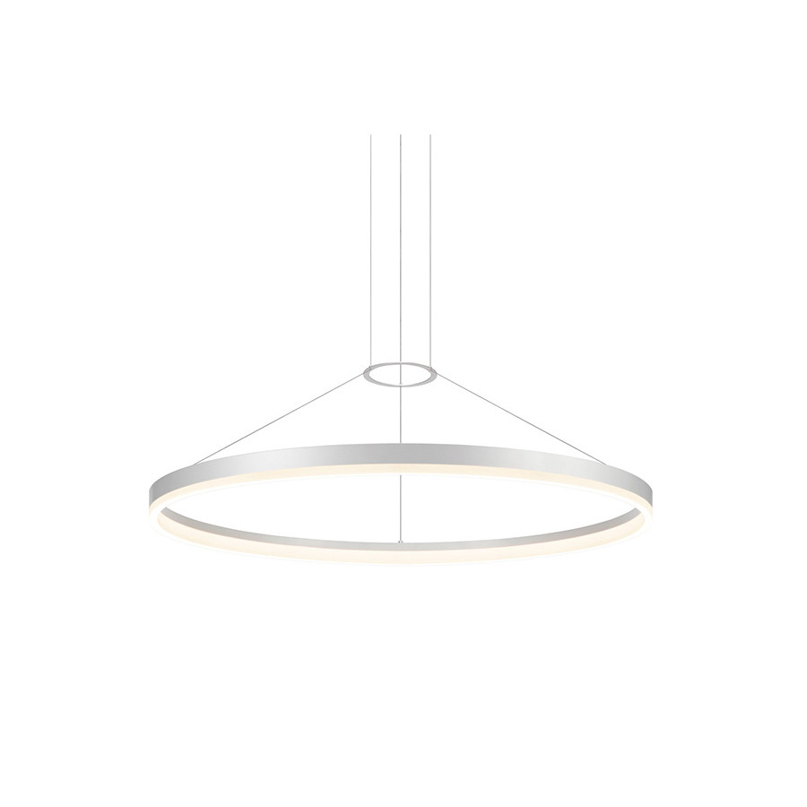 Sonneman Corona Ring LED Pendant - Bright Satin Aluminum, 48", 3000K