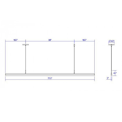 Sonneman Stiletto LED Pendant - Bright Satin Aluminum, 72"