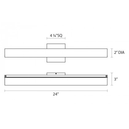 Sonneman Tubo Slim LED Bath Bar - Satin Nickel, 24", Flat Trim