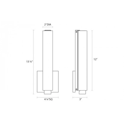 Sonneman Tubo Slim LED Sconce - Polished Chrome, 12", Drum Trim
