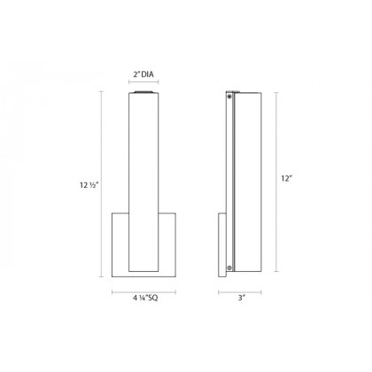 Sonneman Tubo Slim LED Sconce - Polished Chrome, 12", Flat Trim