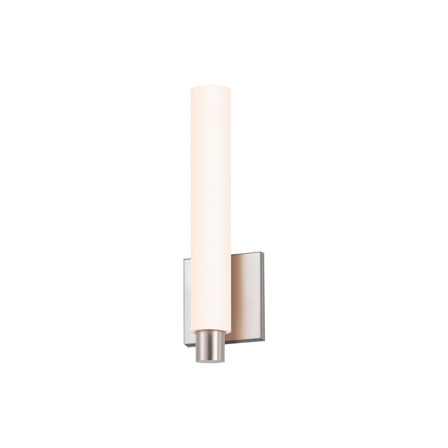 Sonneman Tubo Slim LED Sconce - Satin Nickel, 12", Drum Trim