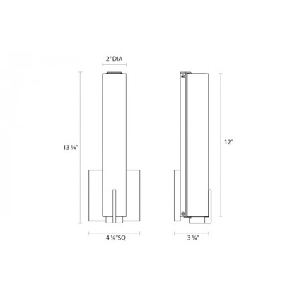 Sonneman Tubo Slim LED Sconce - Satin Nickel, 12", Spine Trim