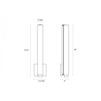 Sonneman Tubo Slim LED Sconce - Polished Chrome, 18", Drum Trim